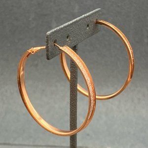 Hoop Pierced Earrings Rose Gold Copper Sparkle Latch Retro BoHo Soft Girl Barbie